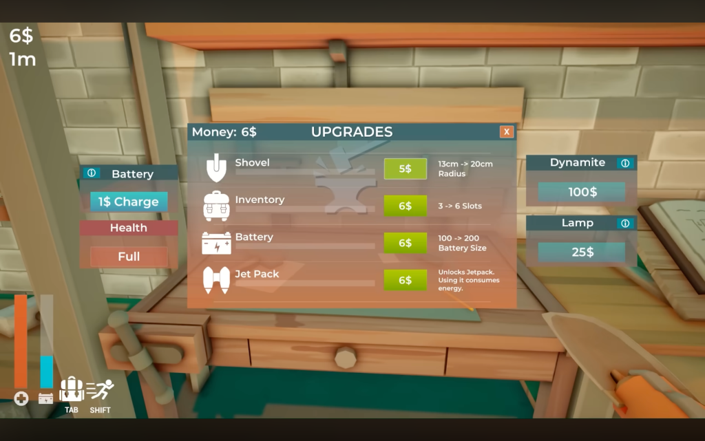a game about digging a hole upgrades 